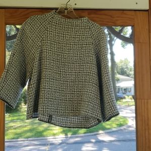 Zara black and white tweed top size L